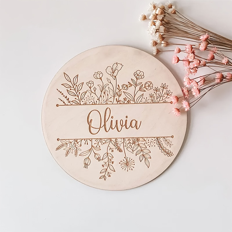 Home Decor For Birthday - 개인 맞춤 꽃무늬 이름 각인 명판,