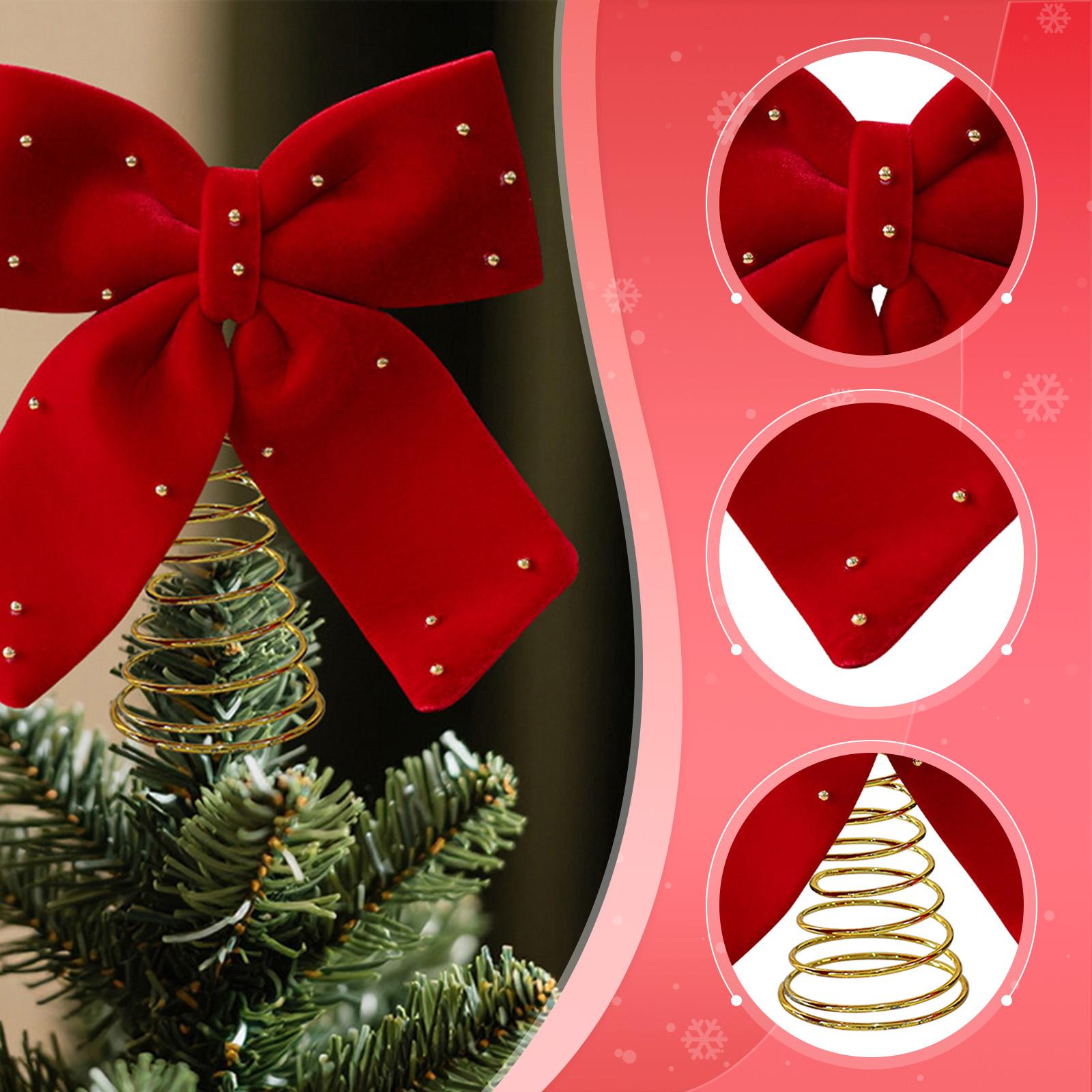Home Xmas Decor Ideas - 우아한 빨간색 리본 크리스마스 트리 장식,