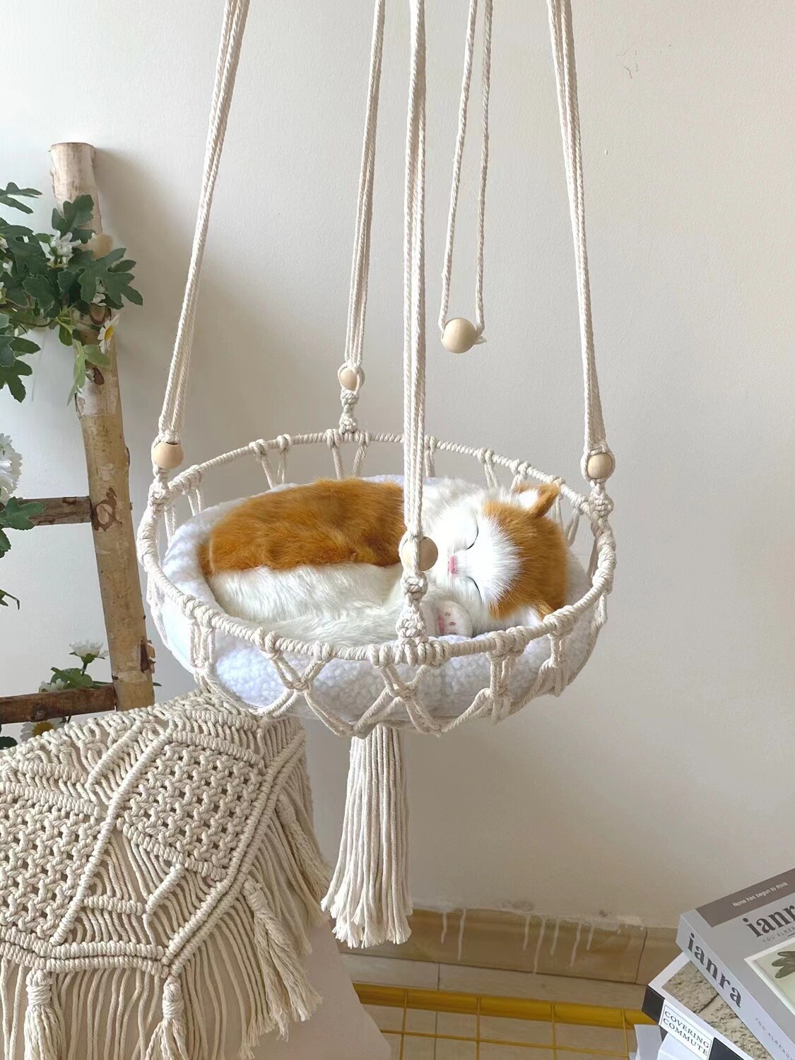 Woven Wall Basket - 수제 고양이 해먹 둥지, 매달린 그네형