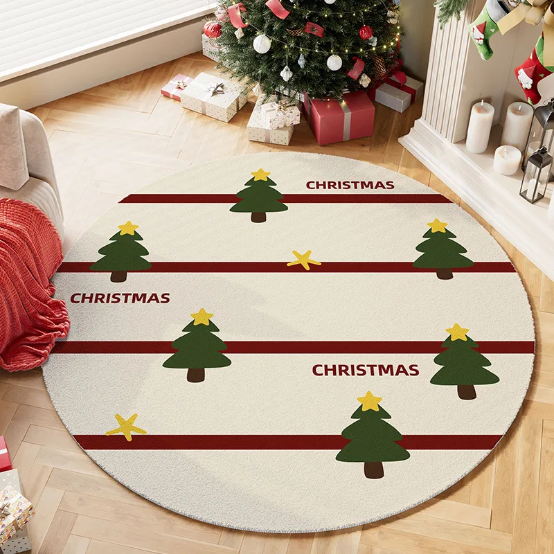 Home Xmas Decor Ideas - 라운드 러그 – 거실을 위한 아늑한