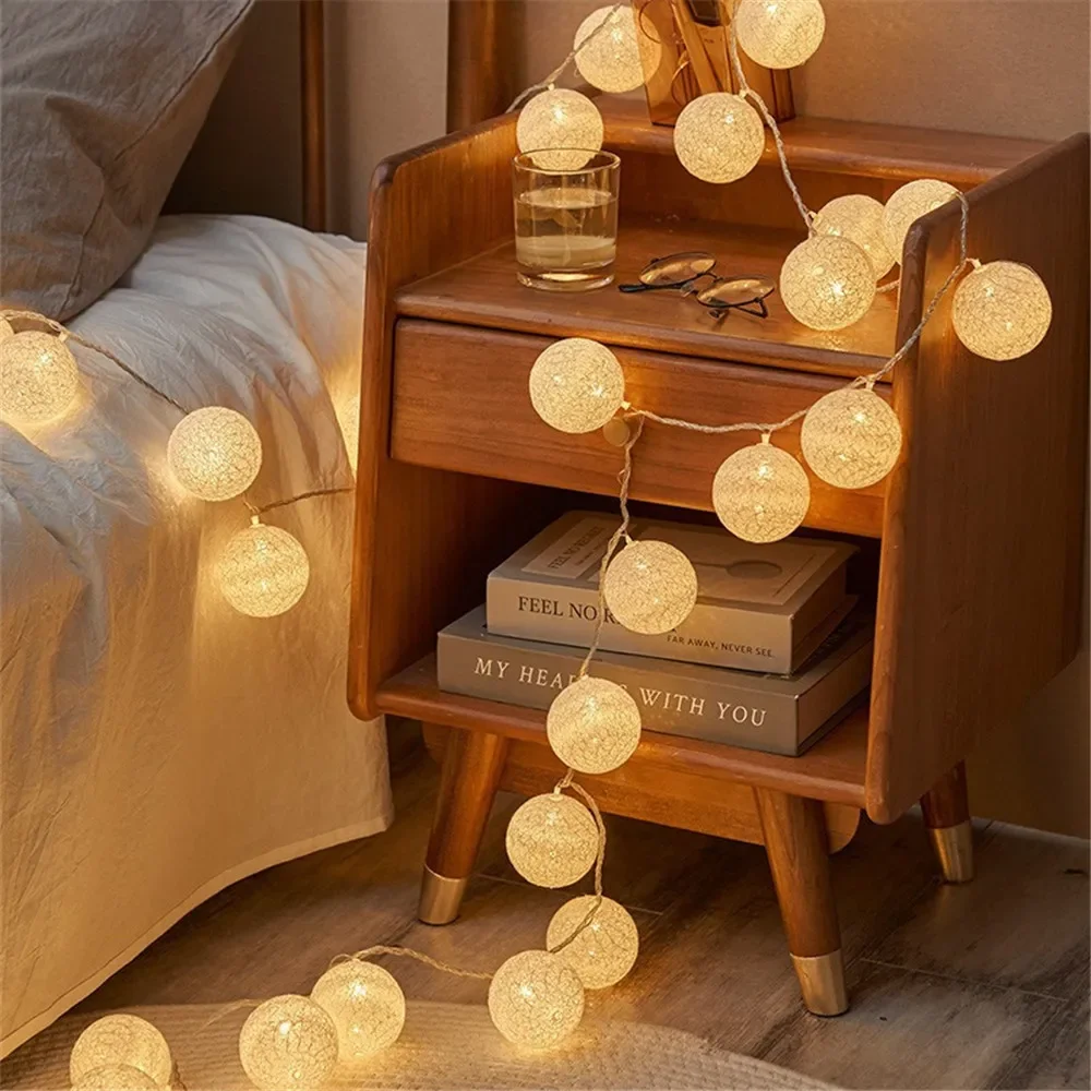 Fairy Lights Bedroom - 할로윈 코튼 화환 공 조명 문자열