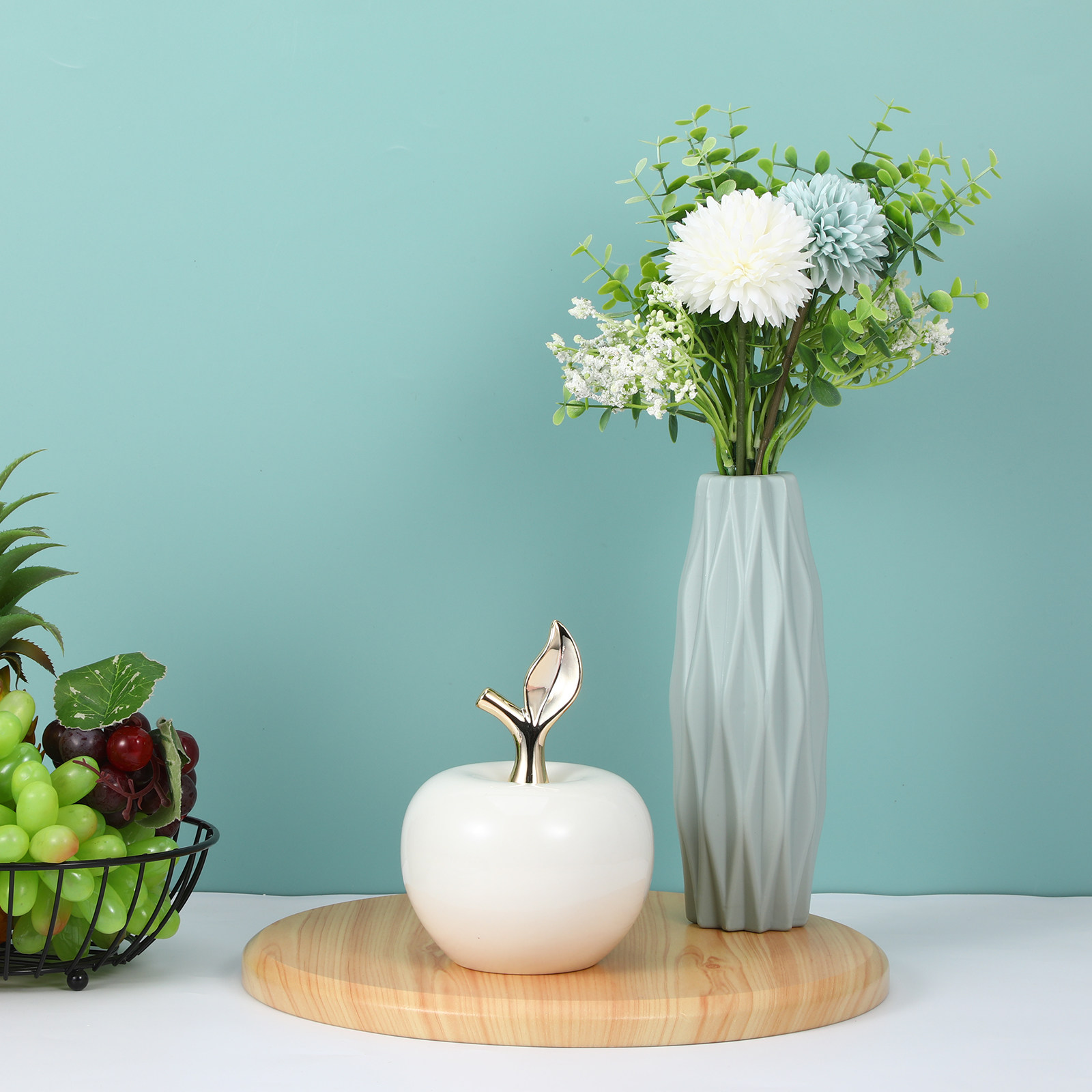 Home Xmas Decor Ideas - 세라믹 사과 장식품 실물 같은 시뮬레이션