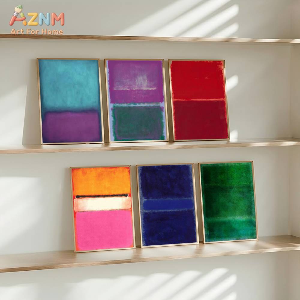 Abstract Oil Painting - AZNM 마크 로스코 스타일 컬러 블록