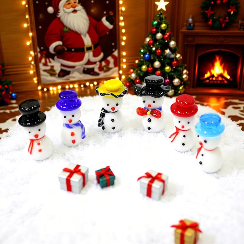 Home Xmas Decor Ideas - 미니 귀여운 유리 눈사람 크리스마스 장식품