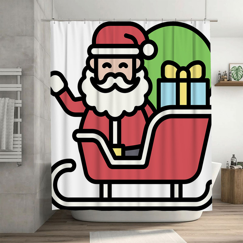 Home Xmas Decor Ideas - 크리스마스 산타클로스 샤워 커튼, 축제적인 휴일