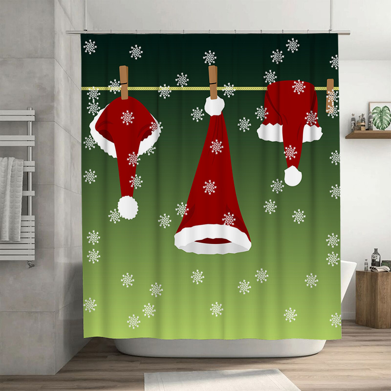 Home Xmas Decor Ideas - TU 축제 크리스마스 샤워 커튼 레드