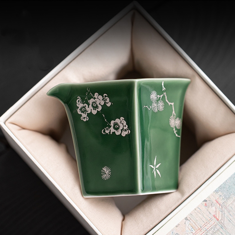 Home Decor Zen Style - 녹색 도자기 매화송이 디자인 공부차 컵