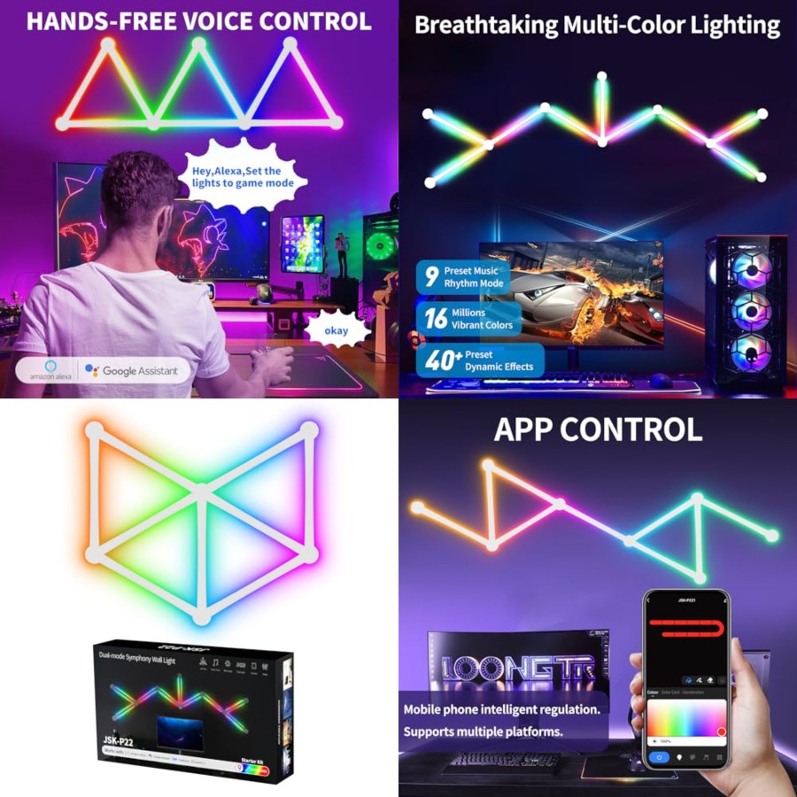 Home Decor Diy - RGB 벽 조명, LED DIY 기하학적