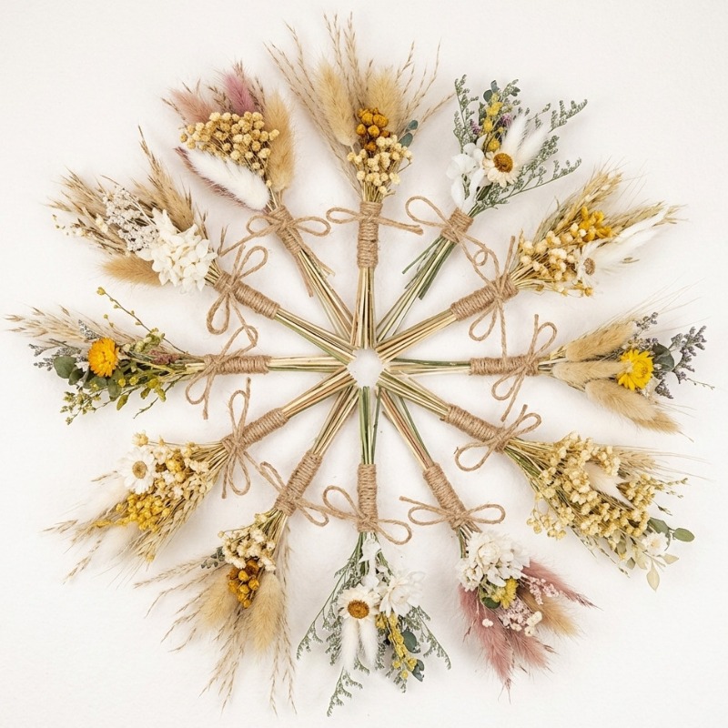 Dried Flower Bouquet - 미니 드라이플라워 부케, 자연스럽게 보존된 꽃,