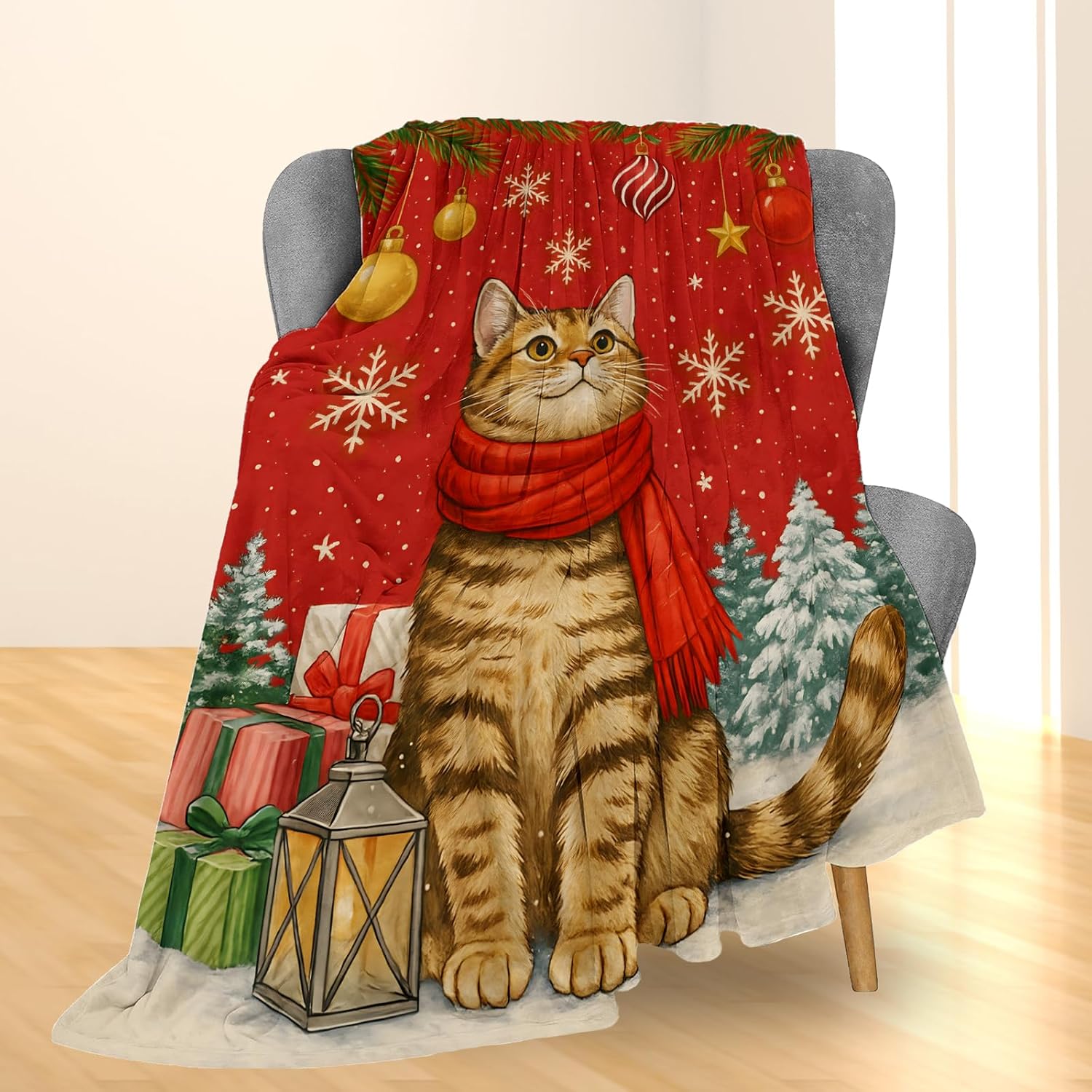 축제 분위기의 고양이 크리스마스 담요, 아늑한 휴일 홈 - Home Xmas Decor Ideas 리뷰 및 가격