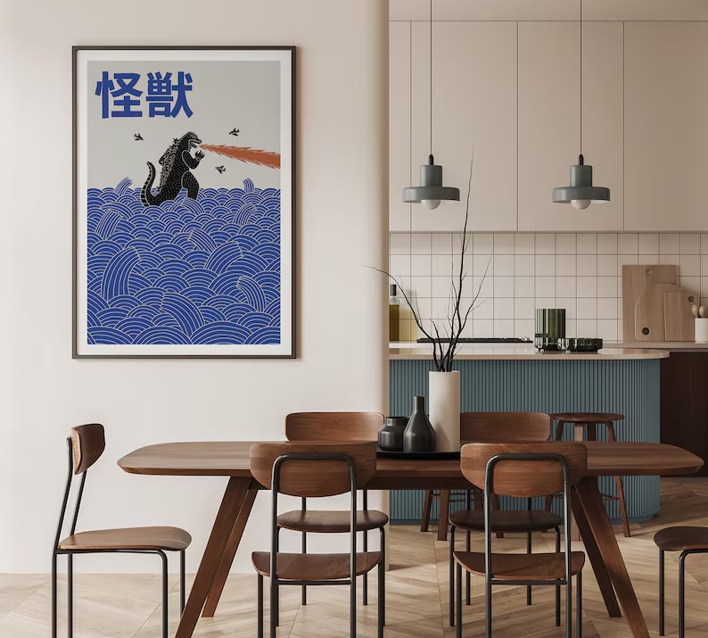 일본 현대 도쿄 아트웍 포스터 빅 선라이즈 웨이브 후지 - Watercolor Poster Print 리뷰 및 가격