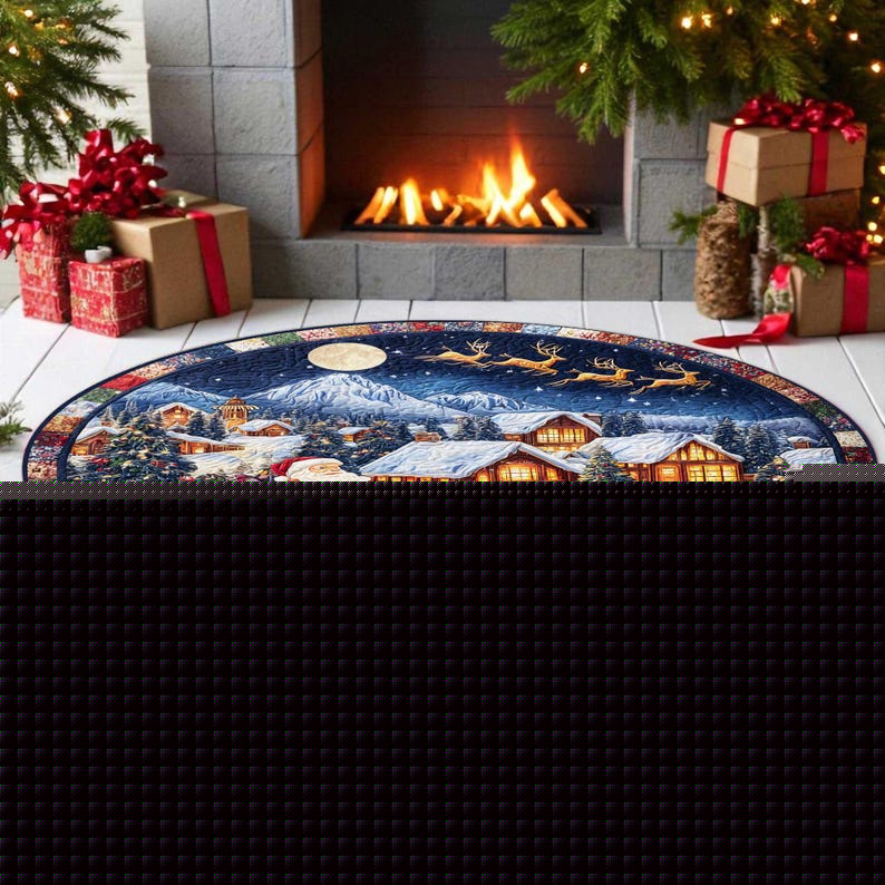 산타 썰매 크리스마스 라운드 도어매트, 빈티지 홀리데이 - Home Xmas Decor Ideas 리뷰 및 가격