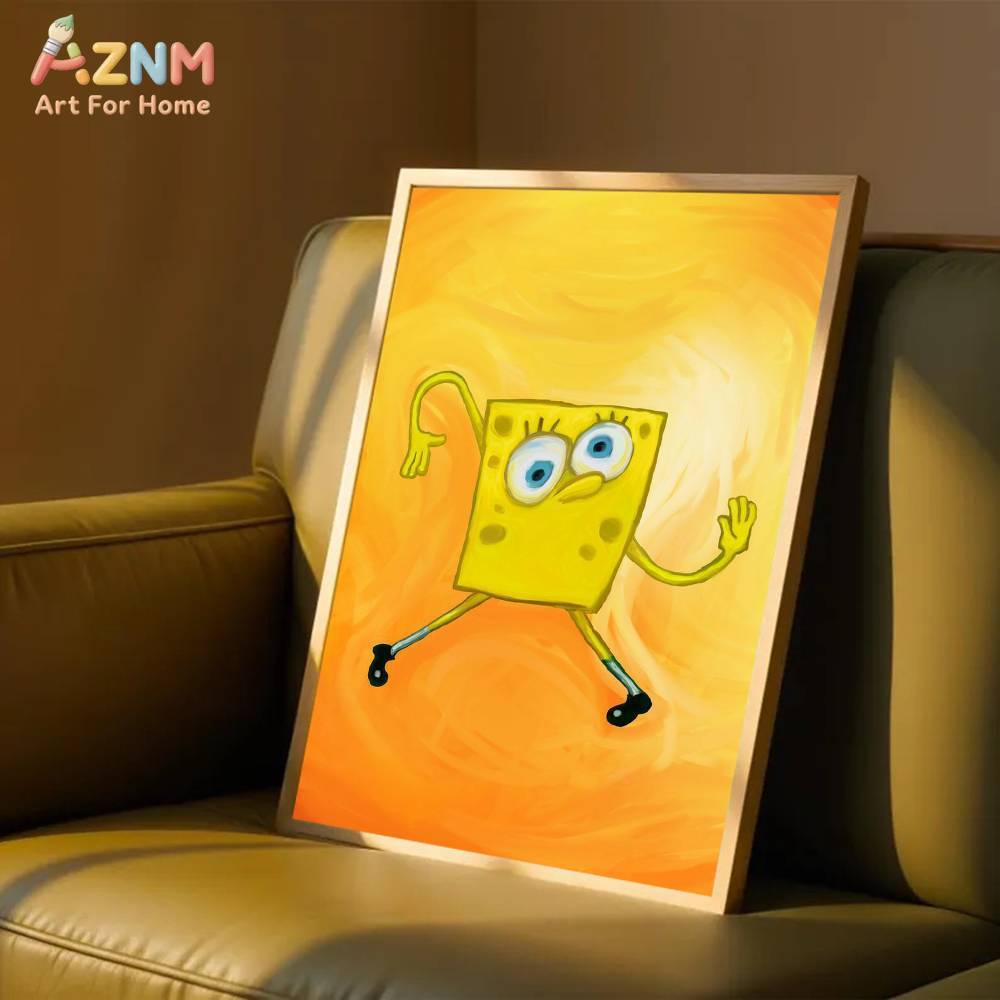 1pc AZMN 스폰지밥 스퀘어팬츠 추상 캐릭터 프레임 - Abstract Oil Painting 리뷰 및 가격