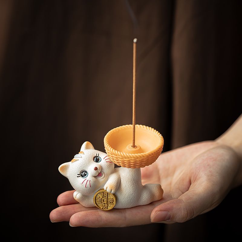 귀여운 행운의 중국 스타일 행운 고양이 향꽂이 실내 아 - Incense Stick Holder 리뷰 및 가격