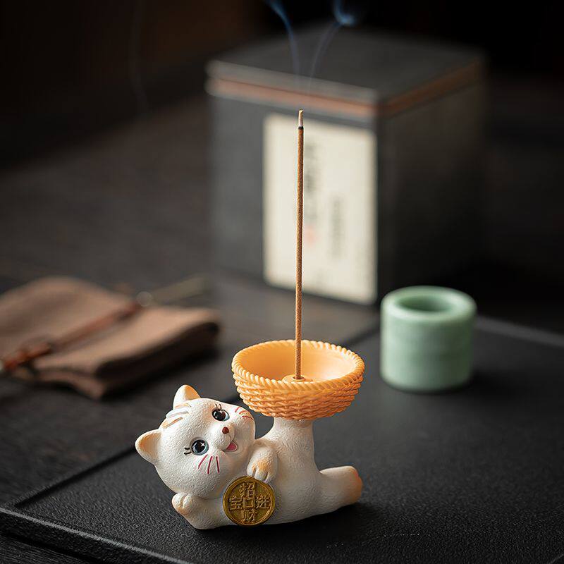 귀여운 행운의 중국 스타일 행운 고양이 향꽂이 실내 아 - Incense Stick Holder 리뷰 및 가격