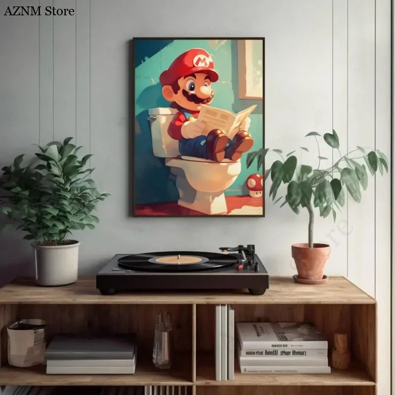 재미있는 욕실 만화 비디오 게임 포스터 귀여운 애니메이 - Watercolor Poster Print 리뷰 및 가격