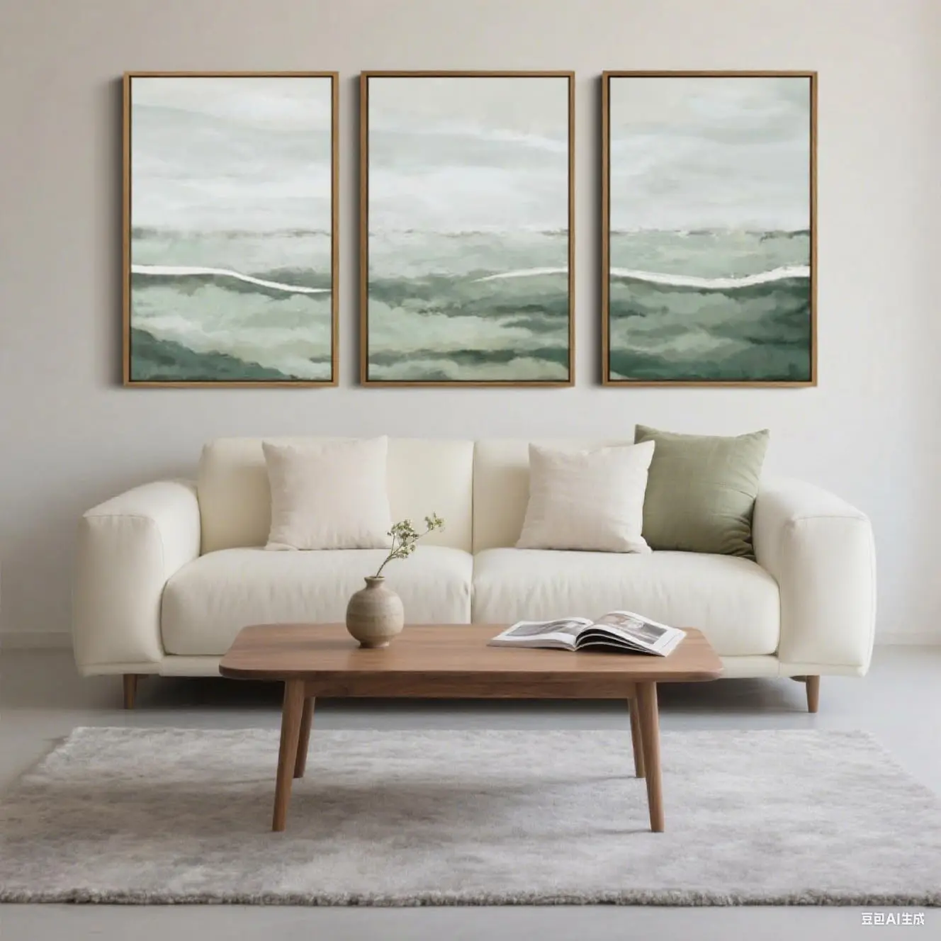 3개 세트 캔버스 세이지 그린 추상 벽 장식 안개 풍경 - Home Decor Manufacturers 리뷰 및 가격