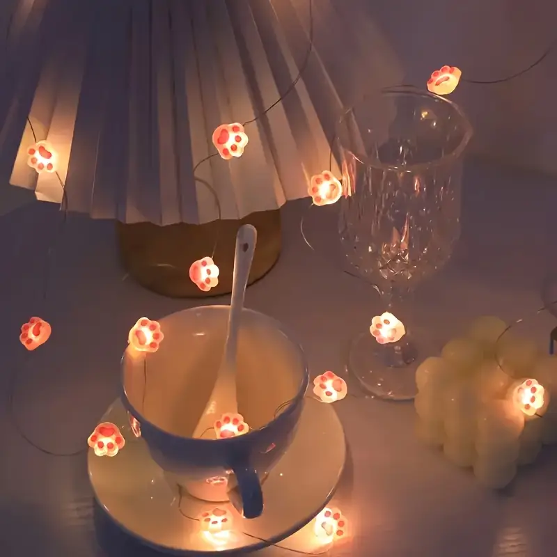 1pc 2M 20LED 핑크 귀여운 고양이 발 문자열  - Fairy Lights Bedroom 리뷰 및 가격