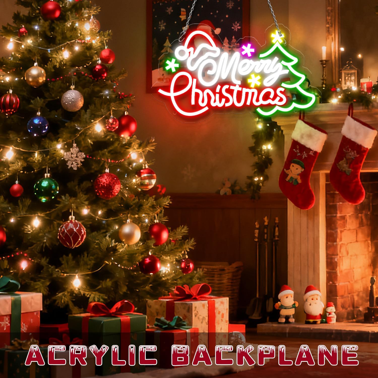 USB 조광 가능한 메리 크리스마스 네온 사인 트리와  - Home Xmas Decor Ideas 리뷰 및 가격