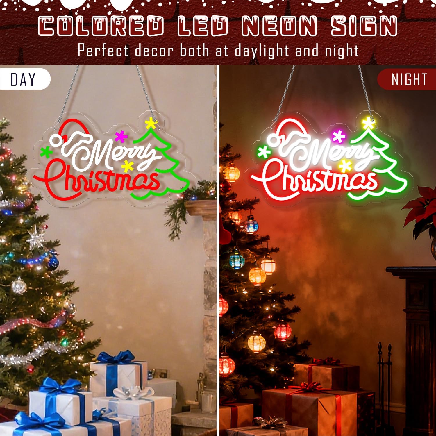 USB 조광 가능한 메리 크리스마스 네온 사인 트리와  - Home Xmas Decor Ideas 리뷰 및 가격
