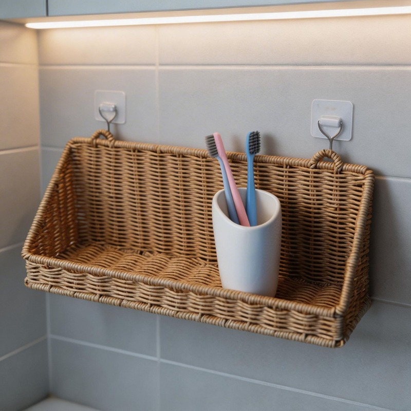 짠 라탄 걸이형 수납 바구니, 벽걸이형 햄퍼, 주방 가 - Woven Wall Basket 리뷰 및 가격