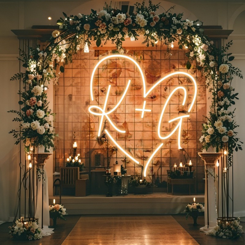 맞춤 이니셜 하트 LED 네온사인, 웨딩 파티 배경 홈 - Home Decor For Birthday 리뷰 및 가격