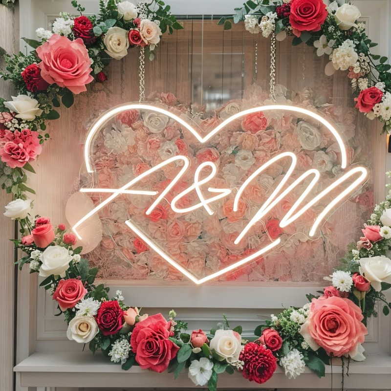 맞춤 이니셜 하트 LED 네온사인, 웨딩 파티 배경 홈 - Home Decor For Birthday 리뷰 및 가격