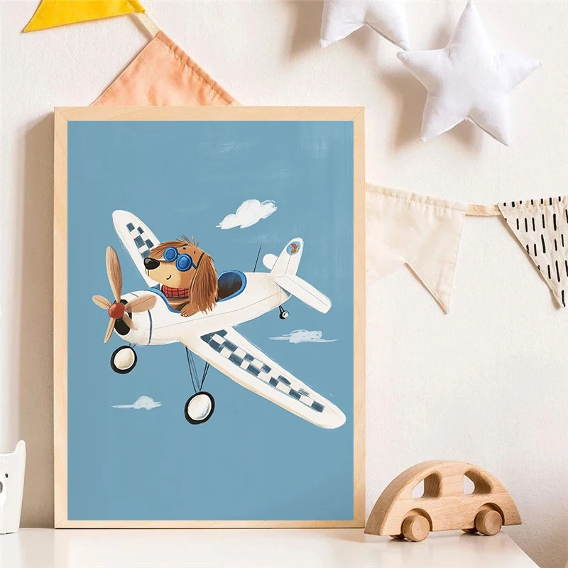 강아지 비행기 사자 자동차 동물 스케이트보드 호랑이 자 - Watercolor Poster Print 리뷰 및 가격