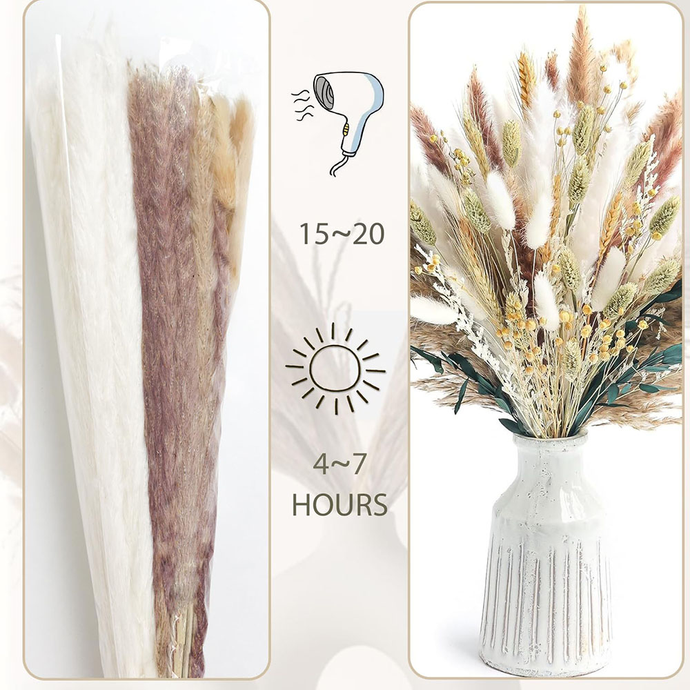 100개 건조 팜파스 그래스 부케 토끼꼬리 갈대 꽃다발 - Dried Flower Bouquet 리뷰 및 가격