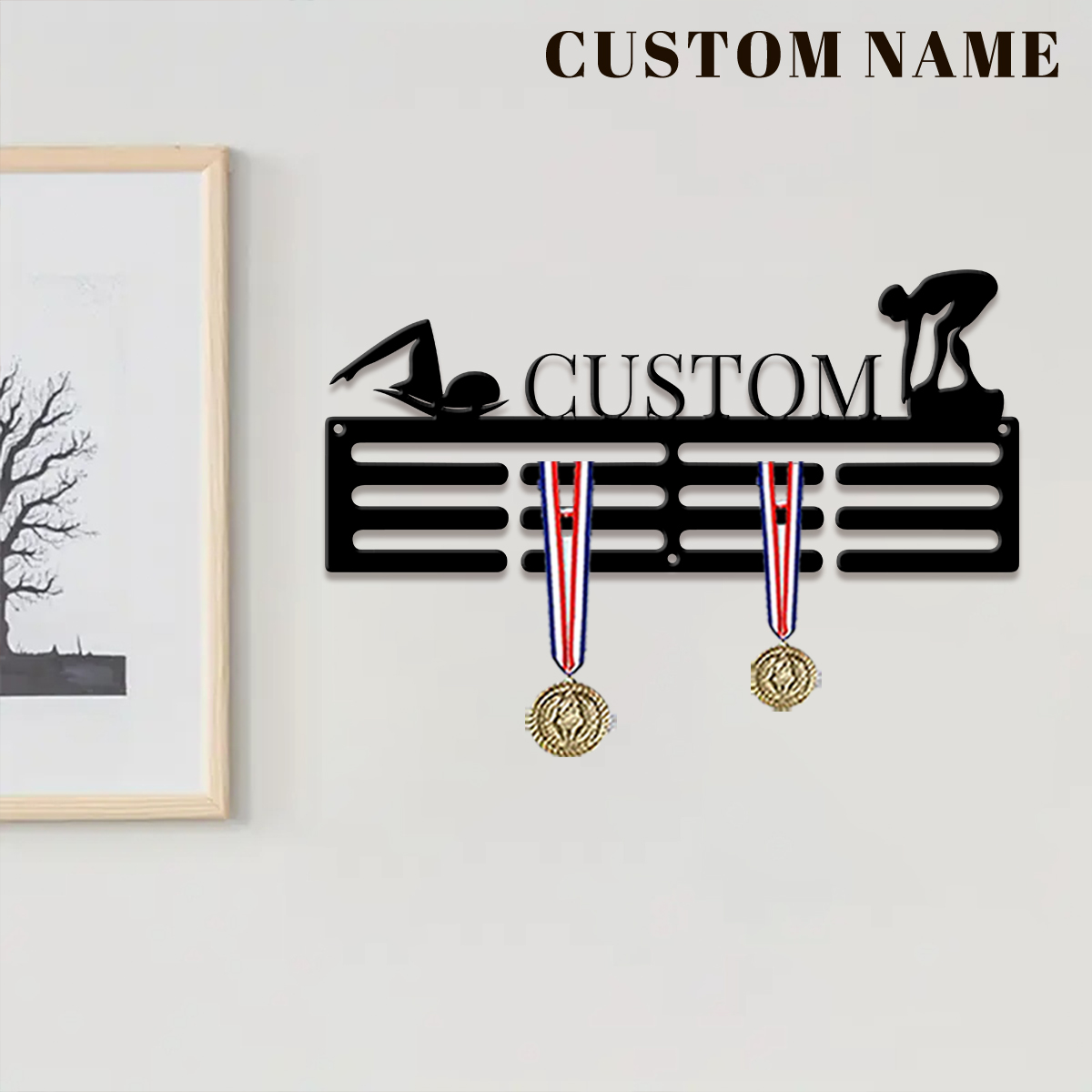 1개 맞춤형 수영 메달 걸이 홀더, 개인 맞춤형 축구  - Home Decor For Birthday 리뷰 및 가격