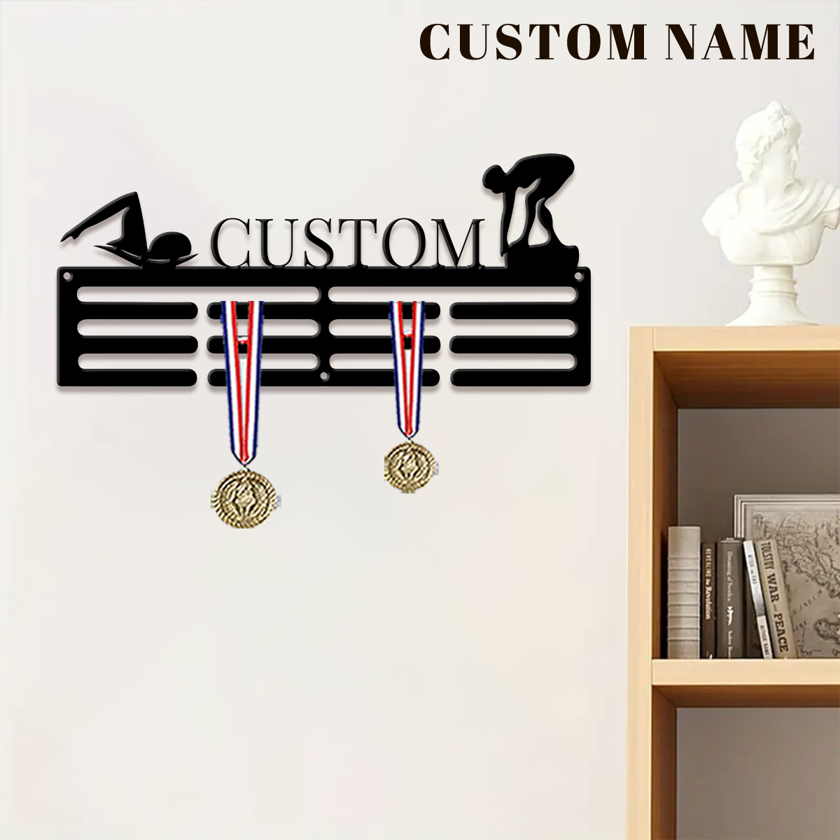 1개 맞춤형 수영 메달 걸이 홀더, 개인 맞춤형 축구  - Home Decor For Birthday 리뷰 및 가격