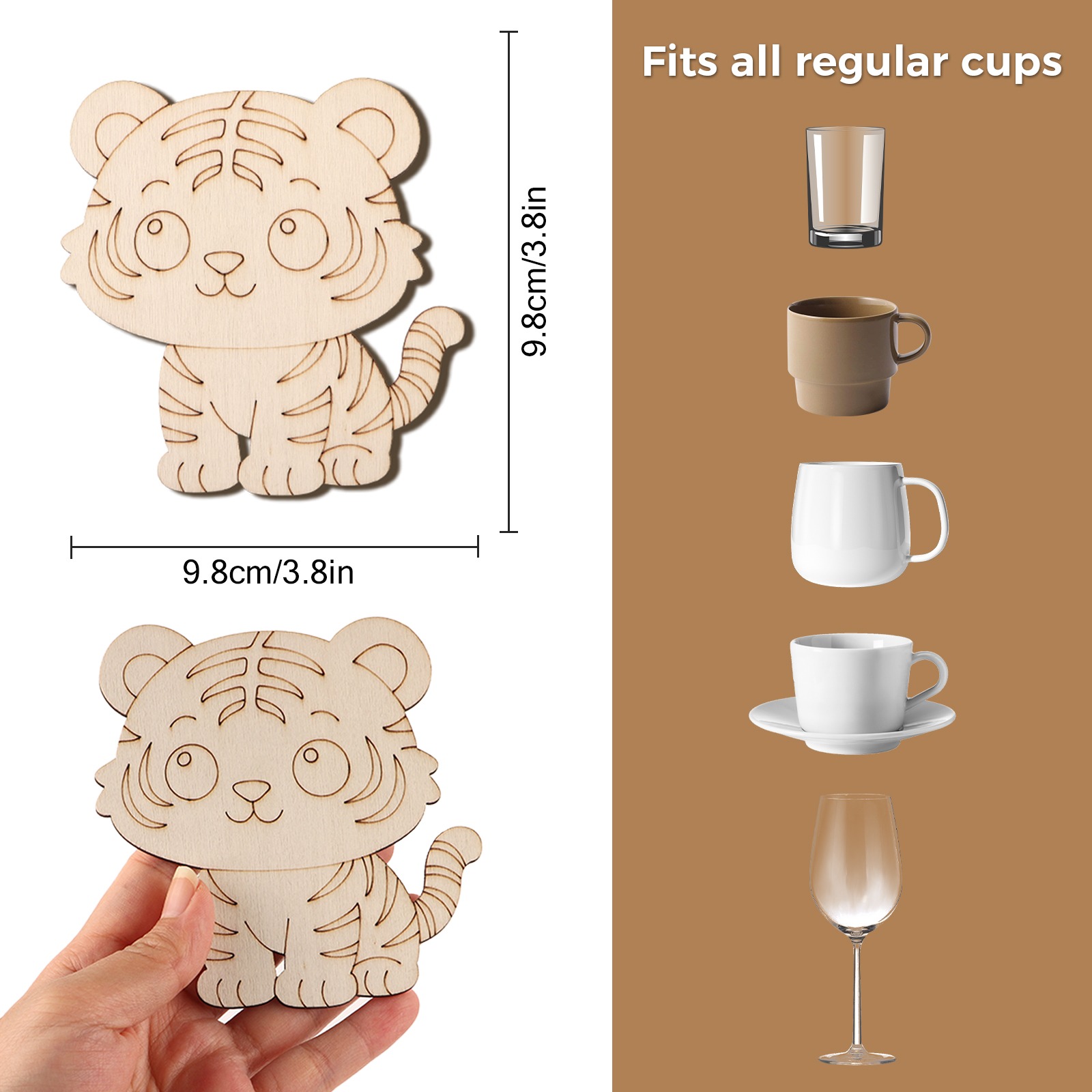 10 개/대 호랑이 동물 미완성 나무 장식품 코스터 웨 - Home Decor Diy 리뷰 및 가격