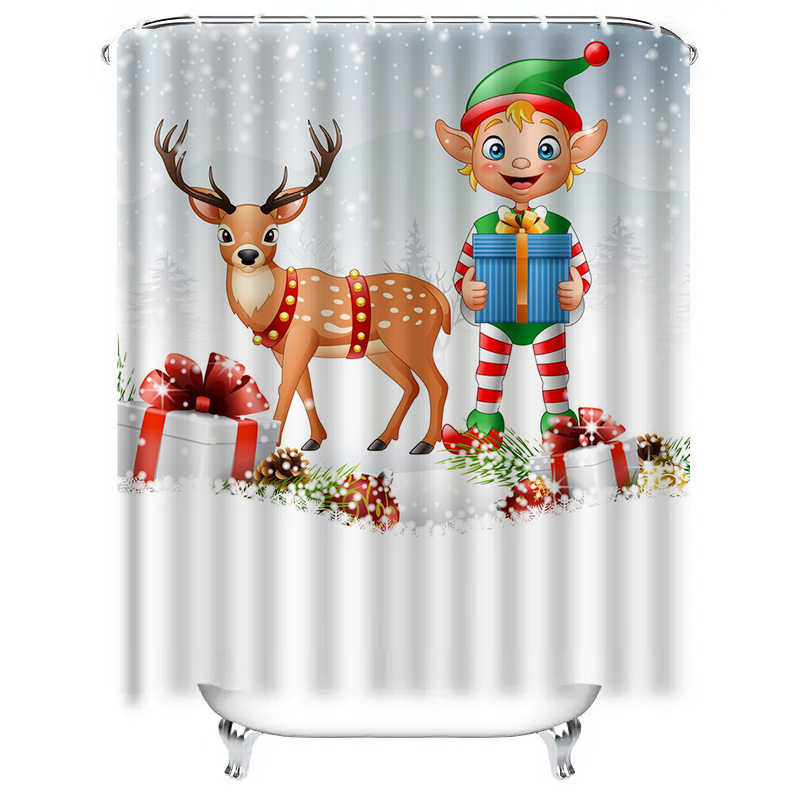 TU 크리스마스 사슴 샤워 커튼 축제 휴일 숲 동물 욕 - Home Xmas Decor Ideas 리뷰 및 가격