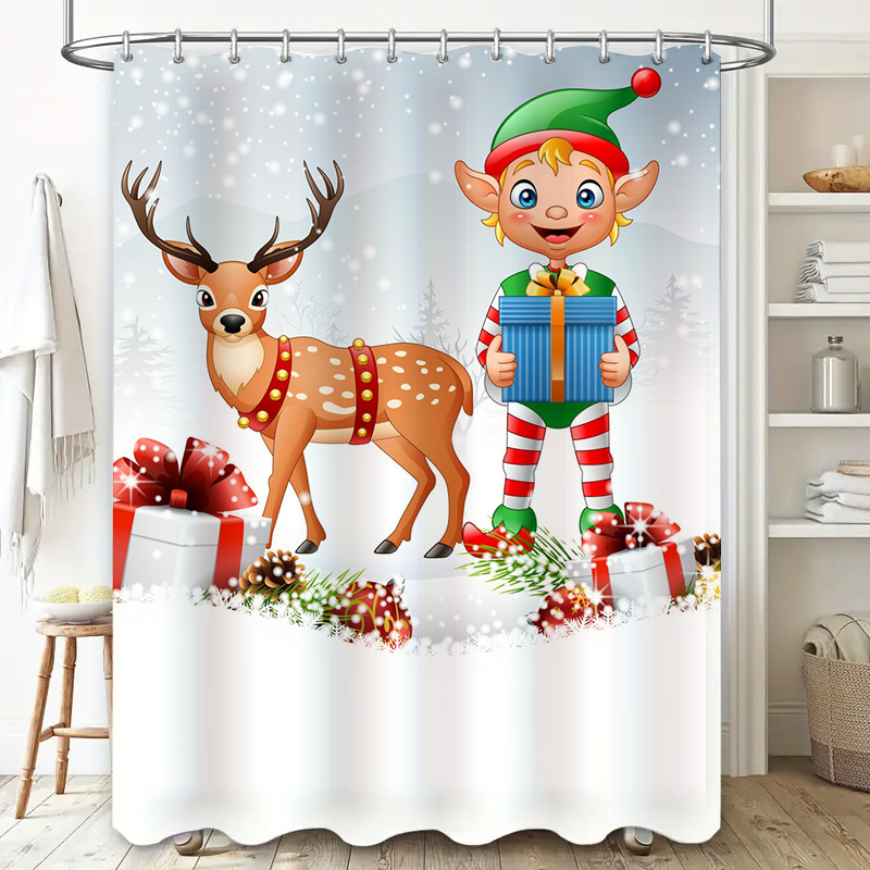 TU 크리스마스 사슴 샤워 커튼 축제 휴일 숲 동물 욕 - Home Xmas Decor Ideas 리뷰 및 가격