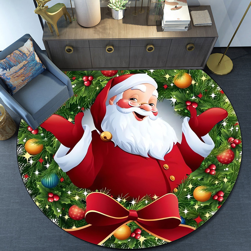 라운드 크리스탈 벨벳 러그 산타클로스 크리스마스 리스  - Home Xmas Decor Ideas 리뷰 및 가격