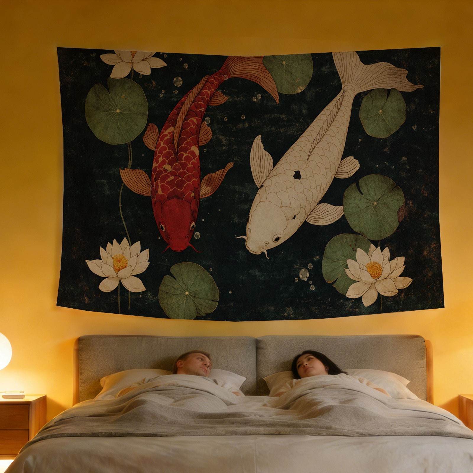 럭셔리 잉어와 연꽃 태피스트리 벽 장식 아시아풍 장식  - Home Decor Zen Style 리뷰 및 가격