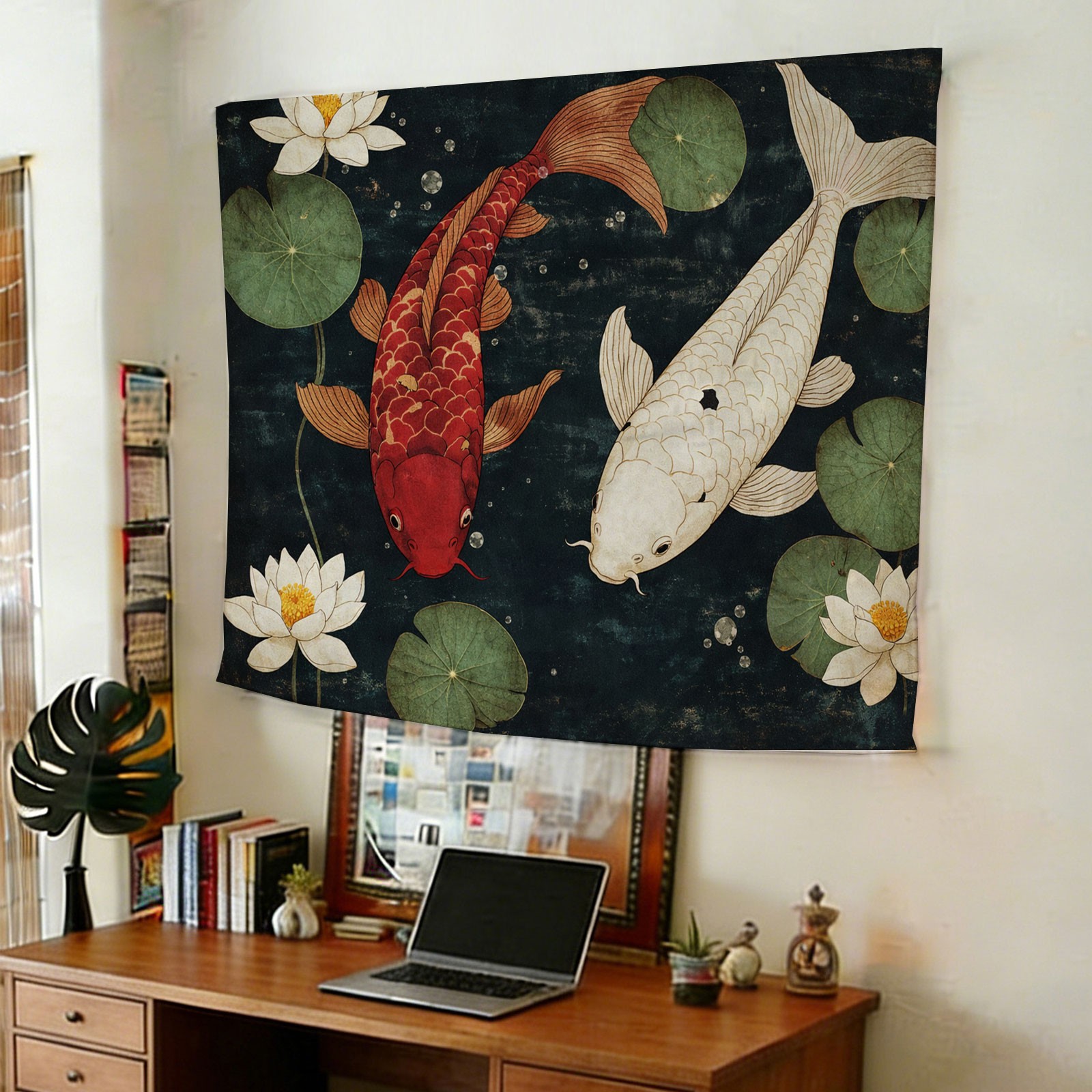 럭셔리 잉어와 연꽃 태피스트리 벽 장식 아시아풍 장식  - Home Decor Zen Style 리뷰 및 가격