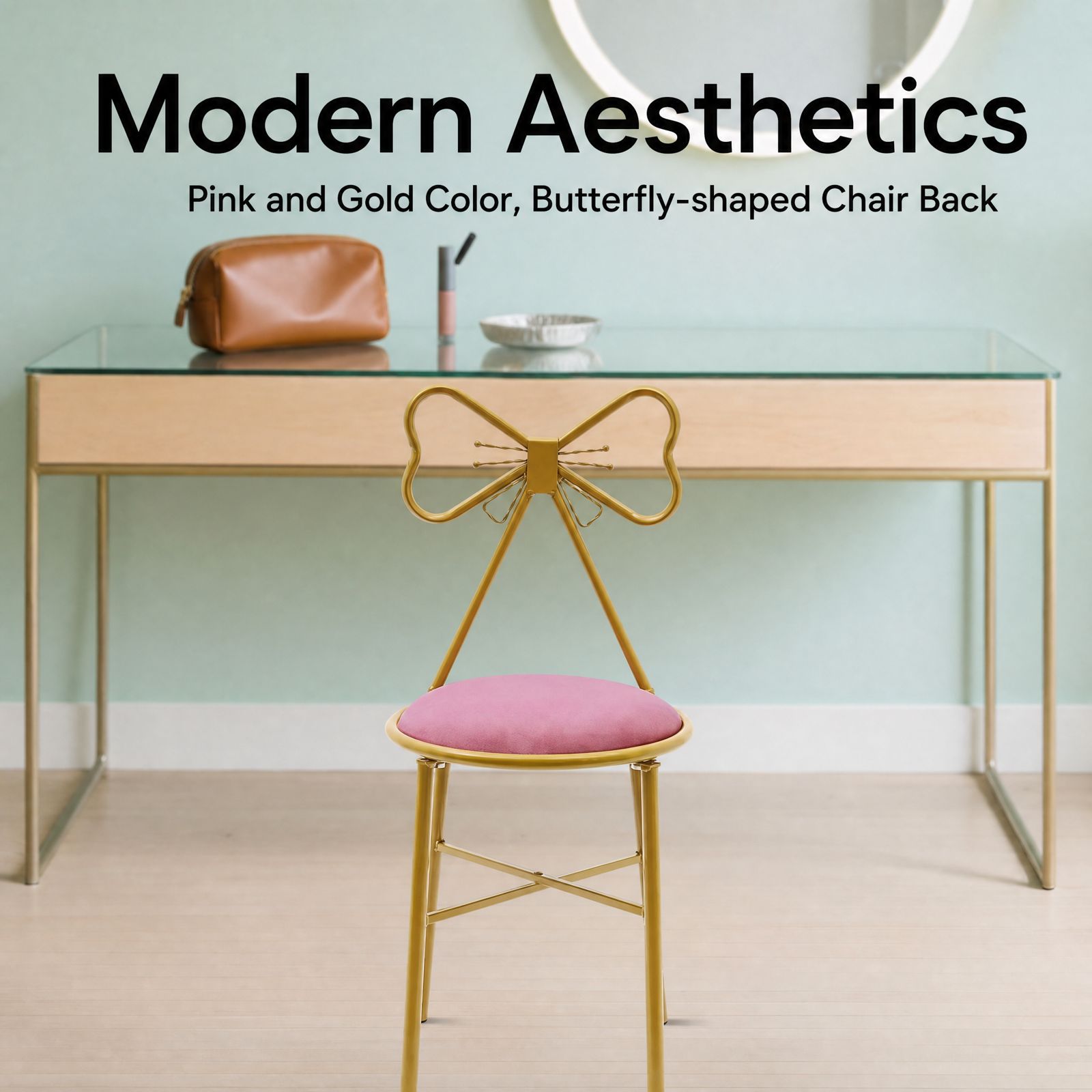 핑크 나비 등받이 화장대 의자 골드 플라스틱 스프레이  - Home Decor Furniture 리뷰 및 가격