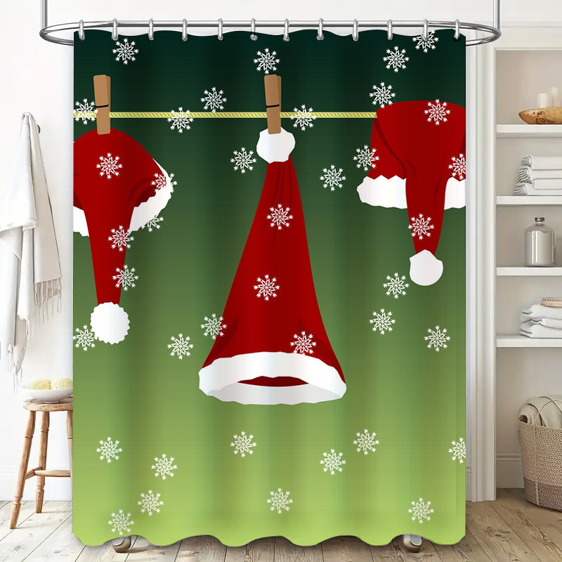 TU 축제 크리스마스 샤워 커튼 레드 산타 클로스 휴일 - Home Xmas Decor Ideas 리뷰 및 가격