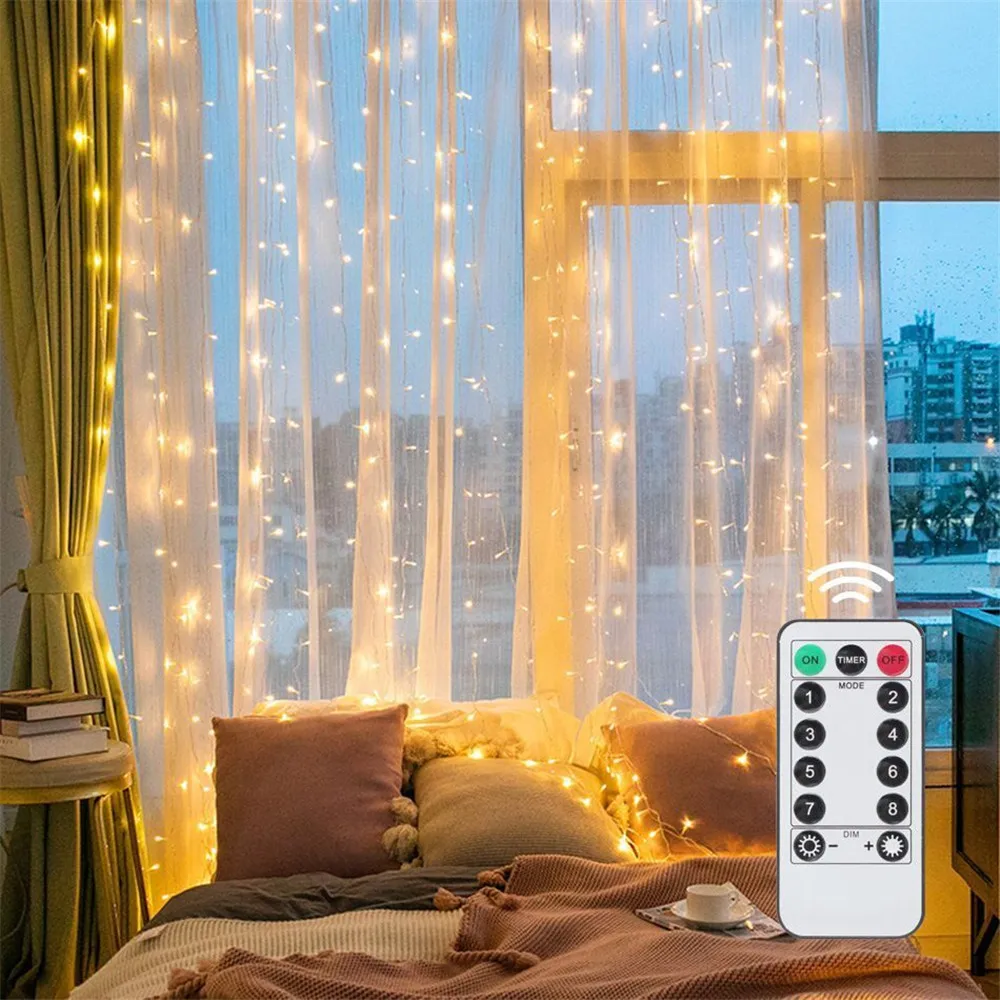 3/6M USB LED 커튼 8가지 모드 리모컨 조명  - Fairy Lights Bedroom 리뷰 및 가격