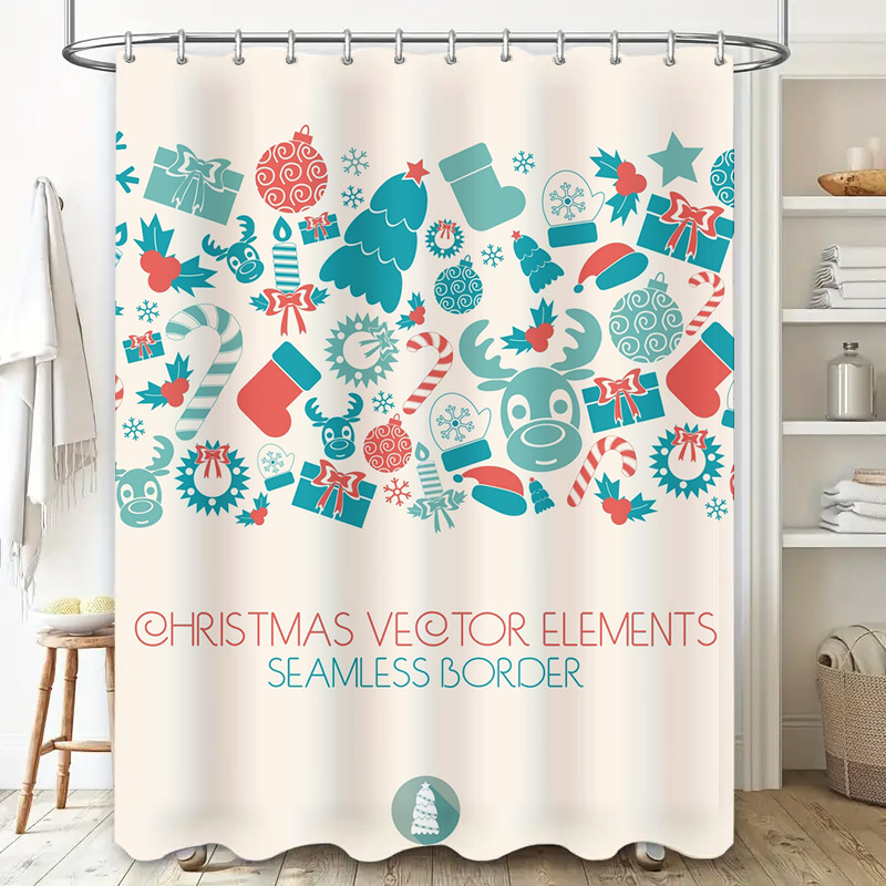 크리스마스 샤워 커튼, 축제적인 휴일 패턴, 크리스마스 - Home Xmas Decor Ideas 리뷰 및 가격